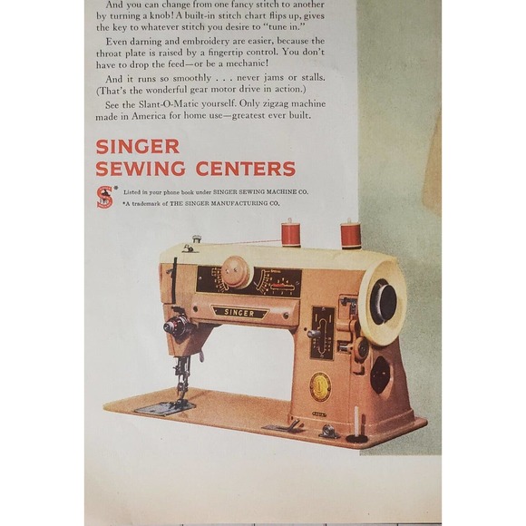 Singer Slant O Matic Sewing Machine Print Ad 1957 - Picture 2 of 2